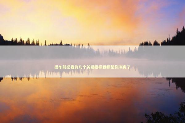 提车前必看的几个关键指标我都帮你测完了