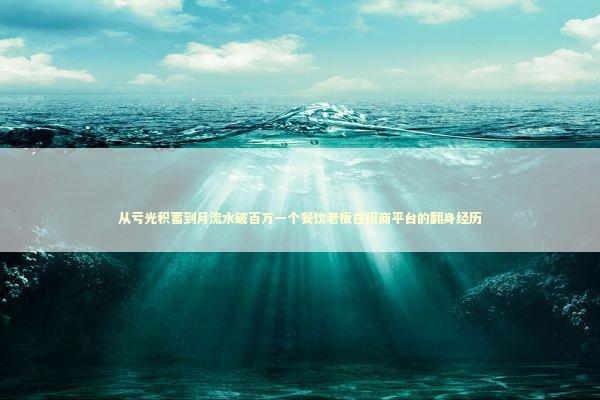 从亏光积蓄到月流水破百万一个餐饮老板在招商平台的翻身经历