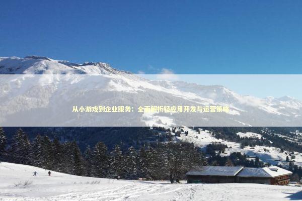 从小游戏到企业服务：全面解析轻应用开发与运营策略